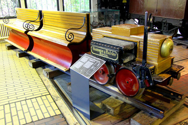 Replica (1980) of Siemens Electric locomotive of 1879 at German Museum of Technology. Berlin, Germany.