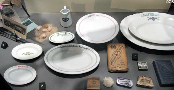 German railway hotel & restaurant china collection at German Museum of Technology. Berlin, Germany.