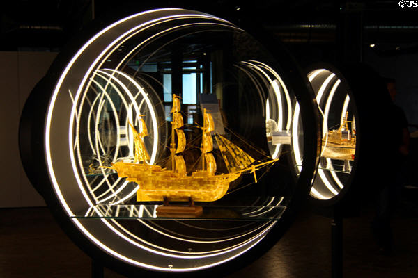 Model boat display at German Museum of Technology. Berlin, Germany.