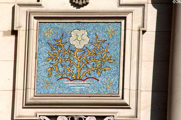 Mosaic of white flower & thorns on Berlin Cathedral. Berlin, Germany.