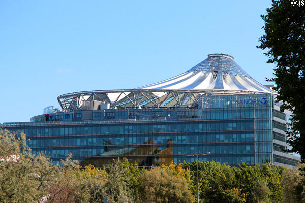 Glass roof of Sony Center covers eight buildings. Berlin, Germany.