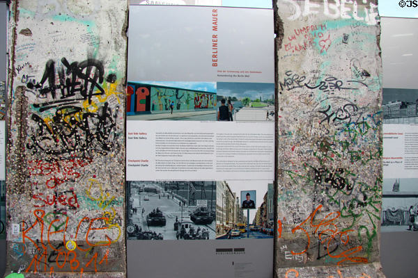 Display of remnant of Berlin Wall at Potsdamer Platz. Berlin, Germany.