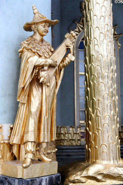 Chinese House oriental-style gilded figures by Johann Gottlieb Heymüller & Johann Peter Benckert at Sanssouci Park. Potsdam, Germany.