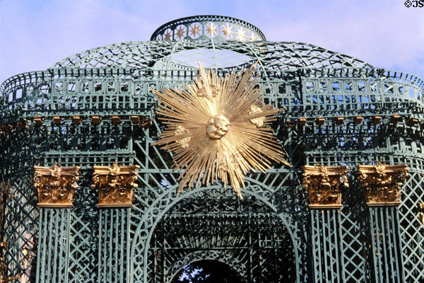 Gilded baroque arbor in garden at Sanssouci Park. Potsdam, Germany.