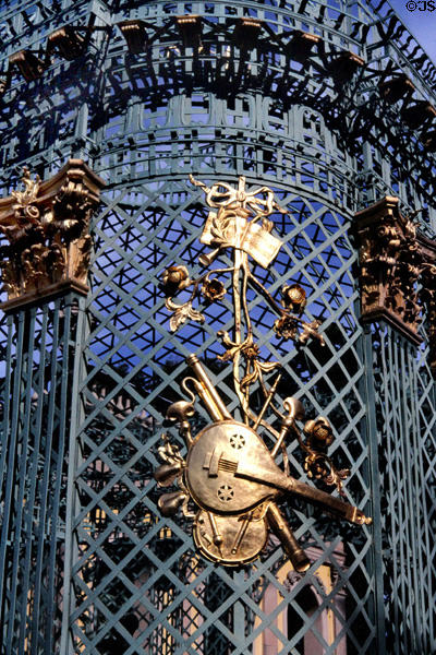 Gilded baroque arbor in garden at Sanssouci Park. Potsdam, Germany.