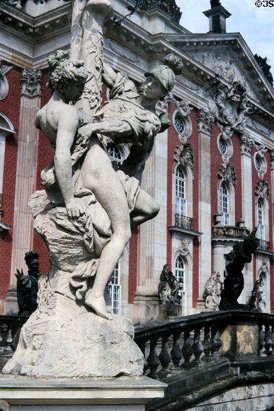 Baroque lamp stand at New Palace (1769) at Sanssouci Park. Potsdam, Germany.