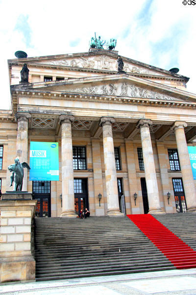 Entrance facade of Konzerthaus Berlin on Gendarmenmarkt. Berlin, Germany.