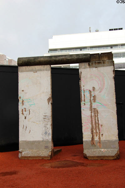 Berlin Wall concrete section near Checkpoint Charlie. Berlin, Germany.