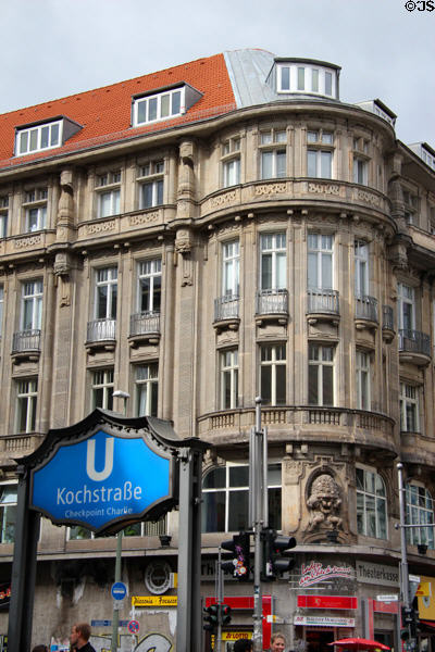 Checkpoint Charlie Kochstraße U-bahn entrance on Friedrichstraße. Berlin, Germany.