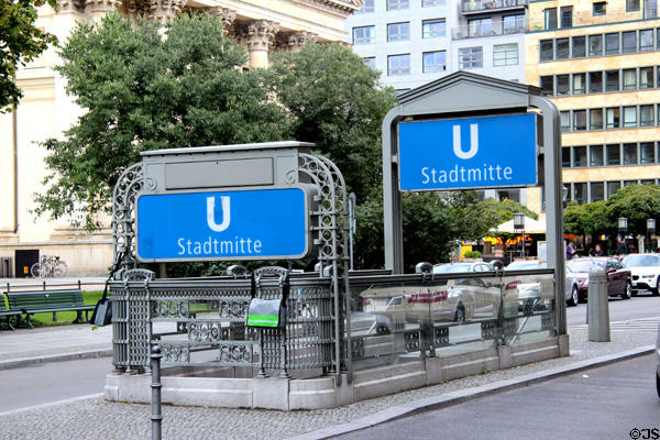 Entrance stairway to Stadtmitte U-bahn station. Berlin, Germany.