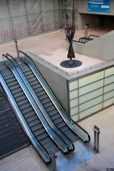 Berlin Main Rail Station artwork & escalators. Berlin, Germany.