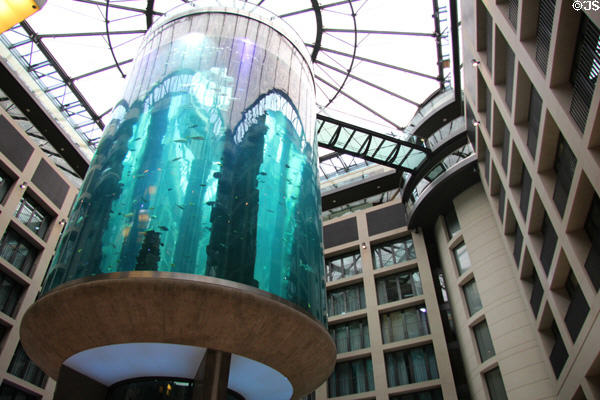 Modern lantern-like structure within building courtyard off Karl-Liebknecht-Str. Berlin, Germany.