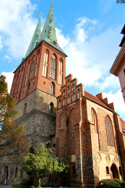 Mixture of styles of St Nicholas' Church in Nikolaiverteil. Berlin, Germany.
