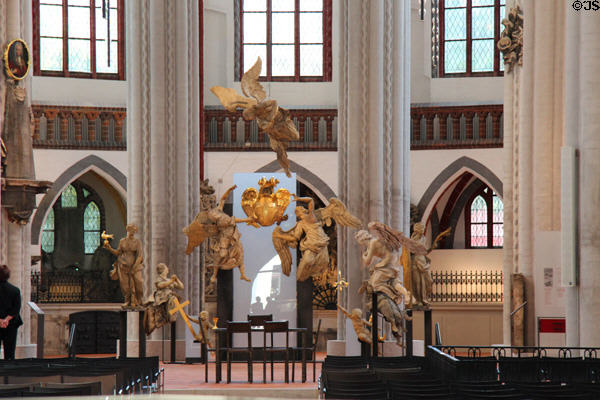 Carved angels in St Nicholas' Church. Berlin, Germany.