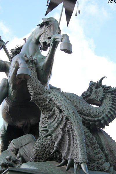 St George Slaying The Dragon sculpture (19thC) by August Kiss. Berlin, Germany.