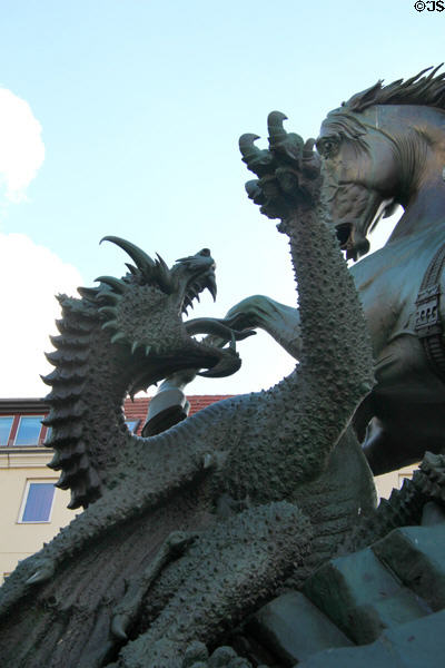 St George Slaying The Dragon sculpture (19thC) by August Kiss. Berlin, Germany.