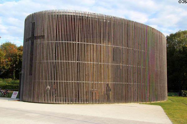 Modern replacement for Reconciliation Church at Bernauer Straße Berlin Wall Memorial. Berlin, Germany.