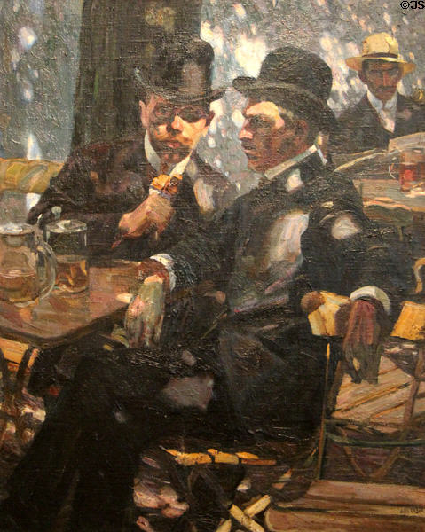 In a Biergarten painting (1905) by Albert Weisgerber at Pomeranian State Museum. Greifswald, Germany.
