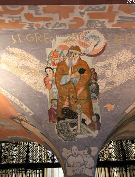 St Gregory painting between arches at Köln Cathedral. Köln, Germany.