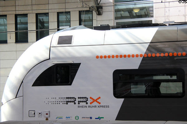 Rhein Ruhr Express train in Köln Central Station. Köln, Germany.