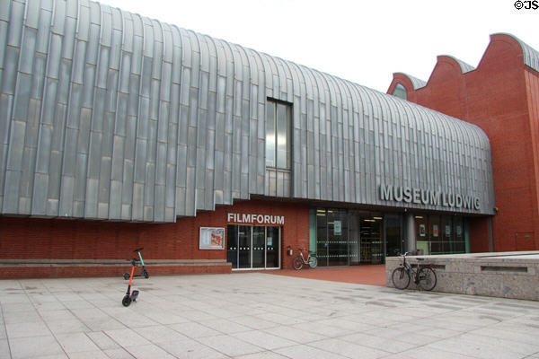Zinc lined shed roof & brick facade of Ludwig Museum. Köln, Germany.