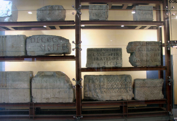 Grave markers display at Roman Germanic Museum. Köln, Germany.
