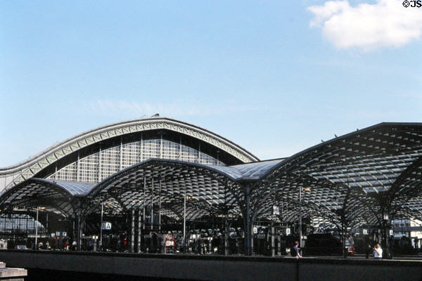Arched roofs of Central Rail Station. Köln, Germany.