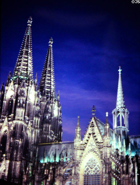 Köln Cathedral lit at night. Köln, Germany.