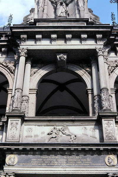 Upper balcony detail on Renaissance Loggia of Historic City Hall. Köln, Germany.