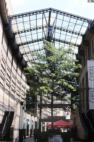 Glass covered galleria of Neumarkt-Galerieshopping center. Köln, Germany.