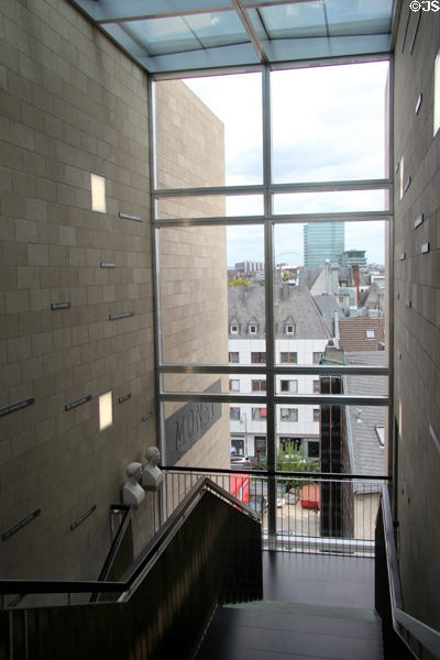 View of Köln from main staircase at Wallraf-Richartz Museum. Köln, Germany.