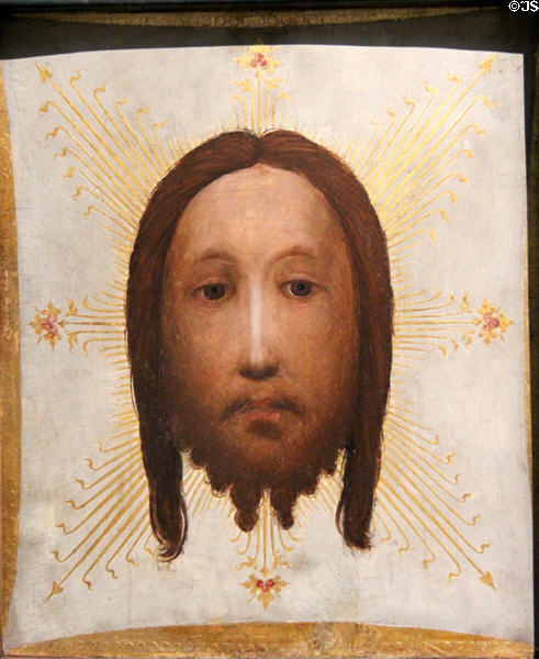 Vera Ikon (true icon in Latin, words which evolved into St Veronica's name) painting (c1420) attrib Meister von St Laurenz in Köln at Wallraf-Richartz Museum. Köln, Germany.