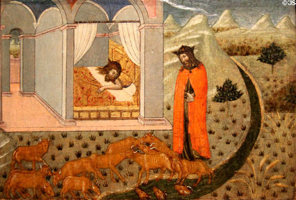 The Pharaoh's Dream painting (last half 15thC) by Rossini aka Pellegrino di Mariano at Wallraf-Richartz Museum. Köln, Germany.