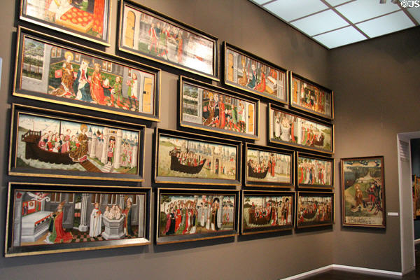 Panels telling the story of the life of St Ursula originally on the inside of lids of relic caskets at Wallraf-Richartz Museum. Köln, Germany.
