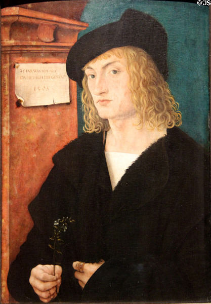 Hans Schellenberger, part of portrait including his wife (1505/1507) by Hans Burgkmair at Wallraf-Richartz Museum. Köln, Germany.