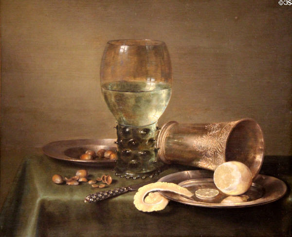 Still Life with Rummer & Lemon painting (1632) by Willem Claesz Heda at Wallraf-Richartz Museum. Köln, Germany.