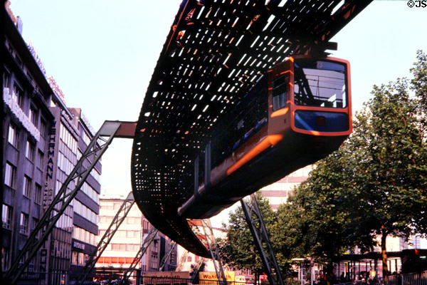 Superstructure from which monorail hangs. Wupperthal, Germany.