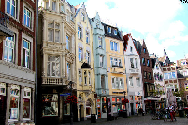 Germanic buildings on Domhof Plaza. Aachen, Germany.