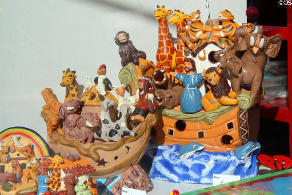 Noah's Ark in toy store window. Aachen, Germany.