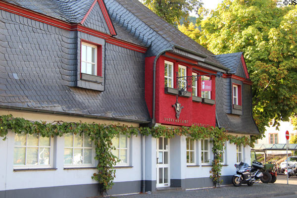 Tourist Information building facing Mosel River. Cochem, Germany.