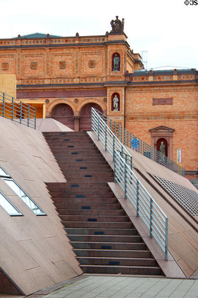Original building (1863-69) at top of modern staircase at Hamburg Fine Arts Museum. Hamburg, Germany.