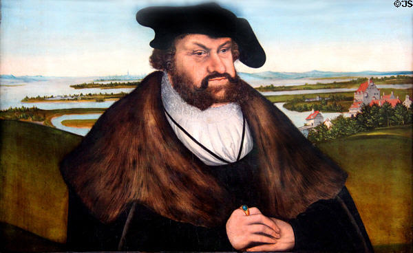 Johann der Beständige panel from Electors of Saxony painting (after 1532) by Lucas Cranach the Elder at Hamburg Fine Arts Museum. Hamburg, Germany.
