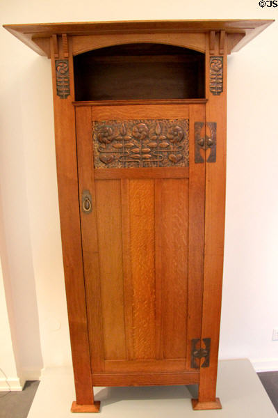 English Cabinet, Arts & Crafts style, att. Charles F.A. Voysey of England at Hamburg Decorative Arts Museum. Hamburg, Germany.