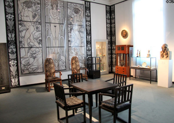 Three cartoons for windows (1913) for Hamburg School of Applied Arts by Carl Otto Czeschka (Austrian painter associated with the Wiener Werkstätte) at Hamburg Decorative Arts Museum. Hamburg, Germany.
