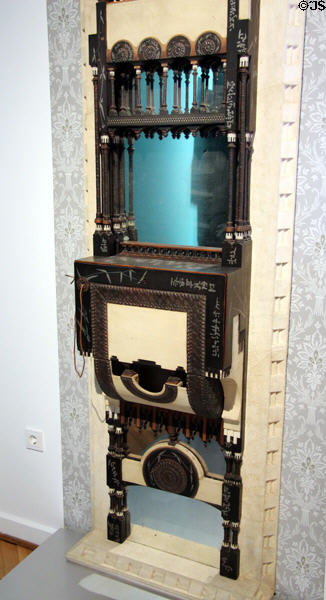 Wall Desk (1890-1900) by Carlo Bugatti, Milan, at Hamburg Decorative Arts Museum. Hamburg, Germany.