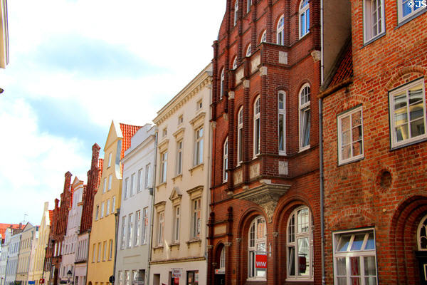 Streetscape along Glockengießerstraße. Lübeck, Germany.