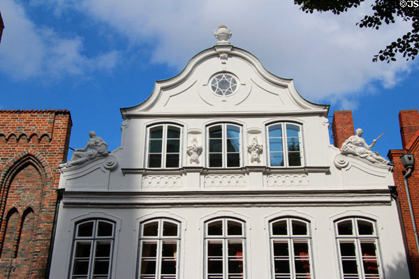 Buddenbrookhaus upper floor detail (Mengstraße 4). Lübeck, Germany.