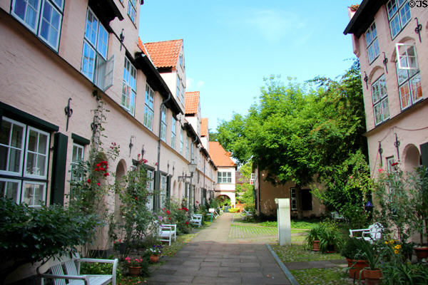 Housing units of Füchtings Courtyard. Lübeck, Germany.