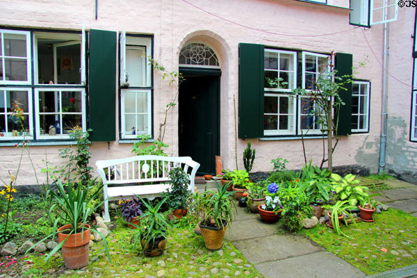 Sitting area at Füchtings Courtyard. Lübeck, Germany.