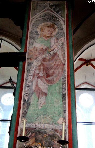 Fresco of saint in St Jacob's Church. Lübeck, Germany.